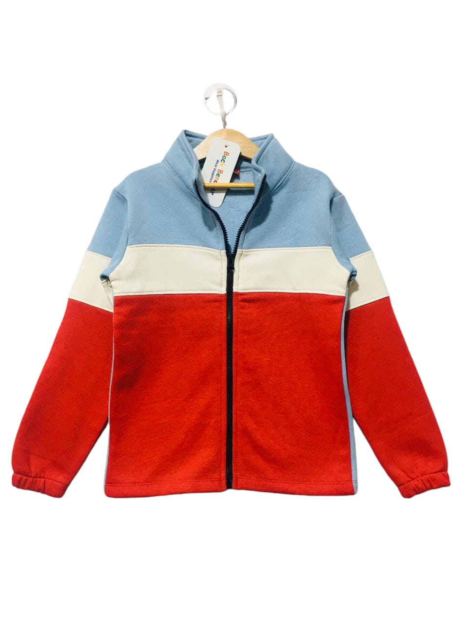 Sky Blue & Red Zipper Girls and boys Jacket