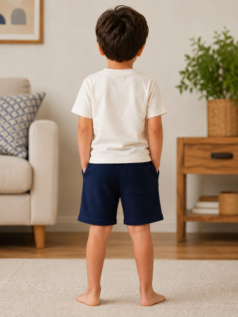 Petrol Kids Textured Shorts – Navy Blue