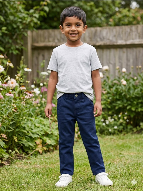 Kids Soft & Stretchable Denim Trousers – Premium Navy Blue