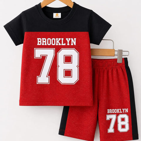 Kids' Red & Black Brooklyn 78 Graphic Tracksuit