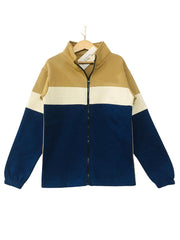 Skin & Navy Blue Zipper Girls and Boys Jacket