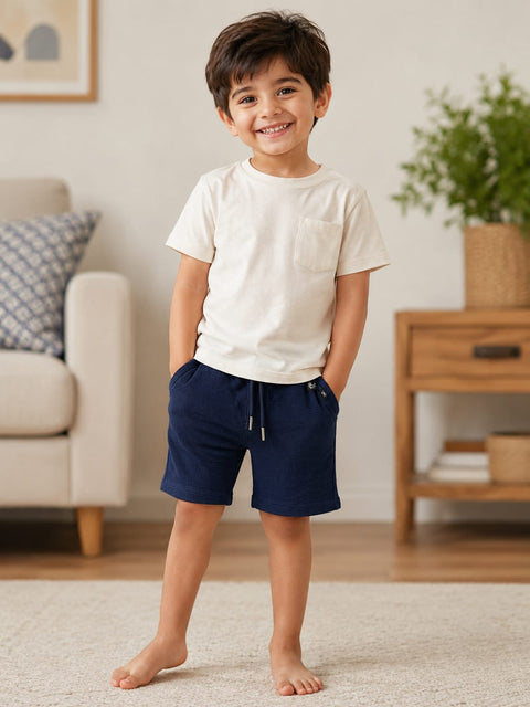 Petrol Kids Textured Shorts – Navy Blue