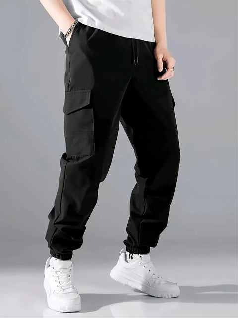Boys Casual Jogger Cargo Pants With Pockets, Comfy All-Season Wear
