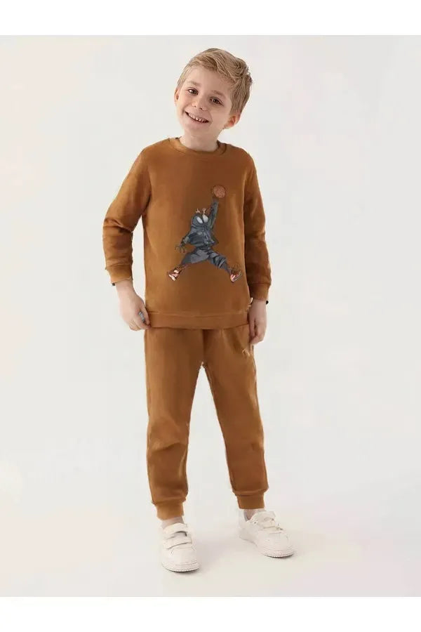 Brown Kids' Tracksuit Set