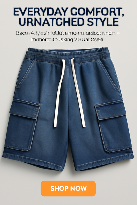Korean-Denim Cargo-Shorts