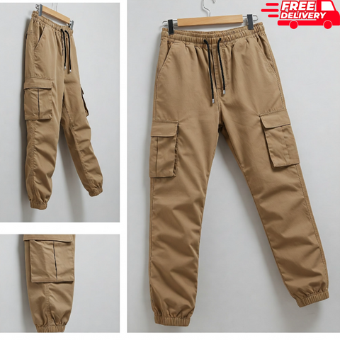 Boys Casual Jogger Cargo Pants With Pockets, Comfy All-Season Wear