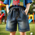 Loose Fit Denim Shorts, Mid-Length with Pockets, Knee-Length Korean Style Jean Shorts