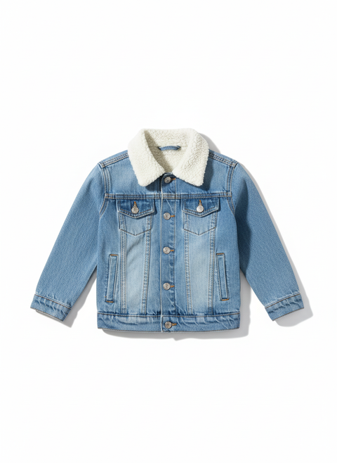 Premium Denim Jacket with Faux Shearling