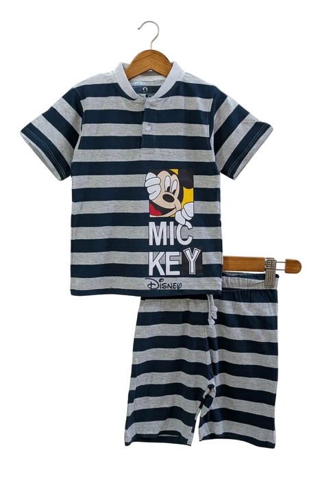 Boys' Mickey Mouse Striped Polo Tee and Shorts Set
