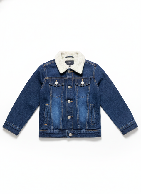 Premium Denim Jacket with Faux Shearling