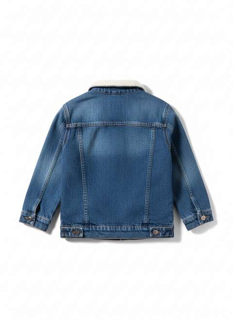 Premium Denim Jacket with Faux Shearling