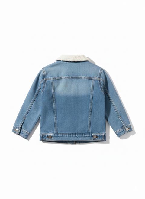 Premium Denim Jacket with Faux Shearling