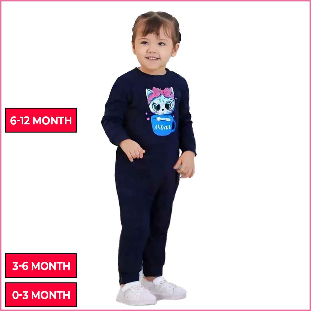 Navy Blue Cat Tracksuit for Kids