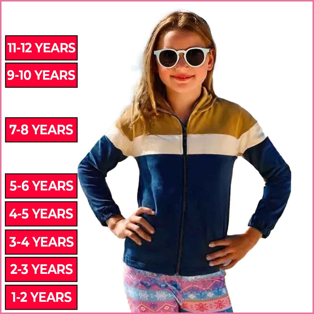 Skin & Navy Blue Zipper Girls and Boys Jacket