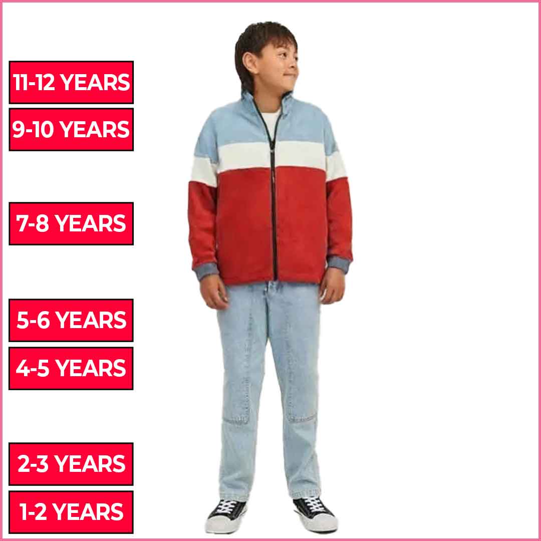 Sky Blue & Red Zipper Girls and boys Jacket