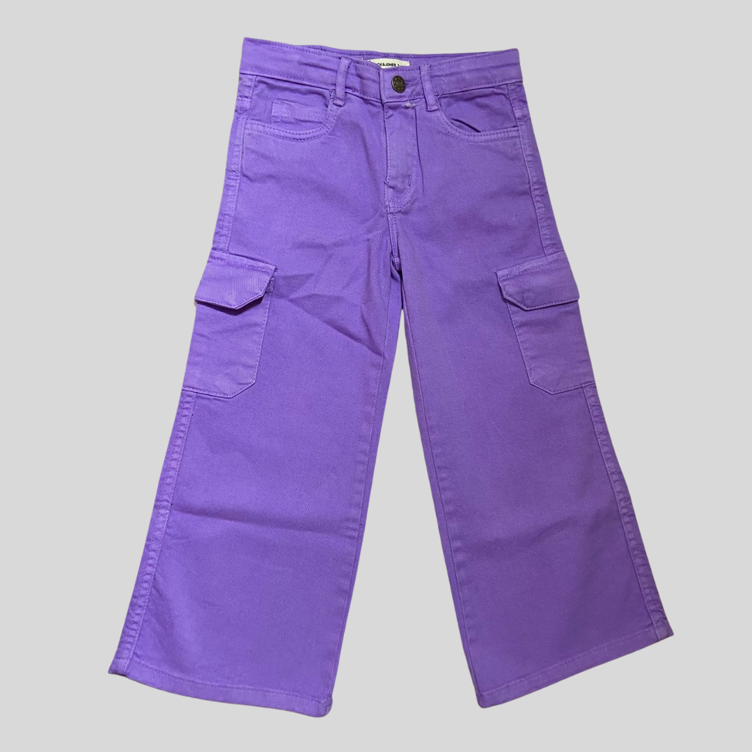 Six Pocket Wide Leg Jeans-Purple