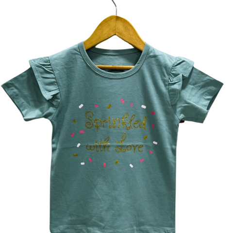 Glitter-Print Girls Short Sleeves tshirts