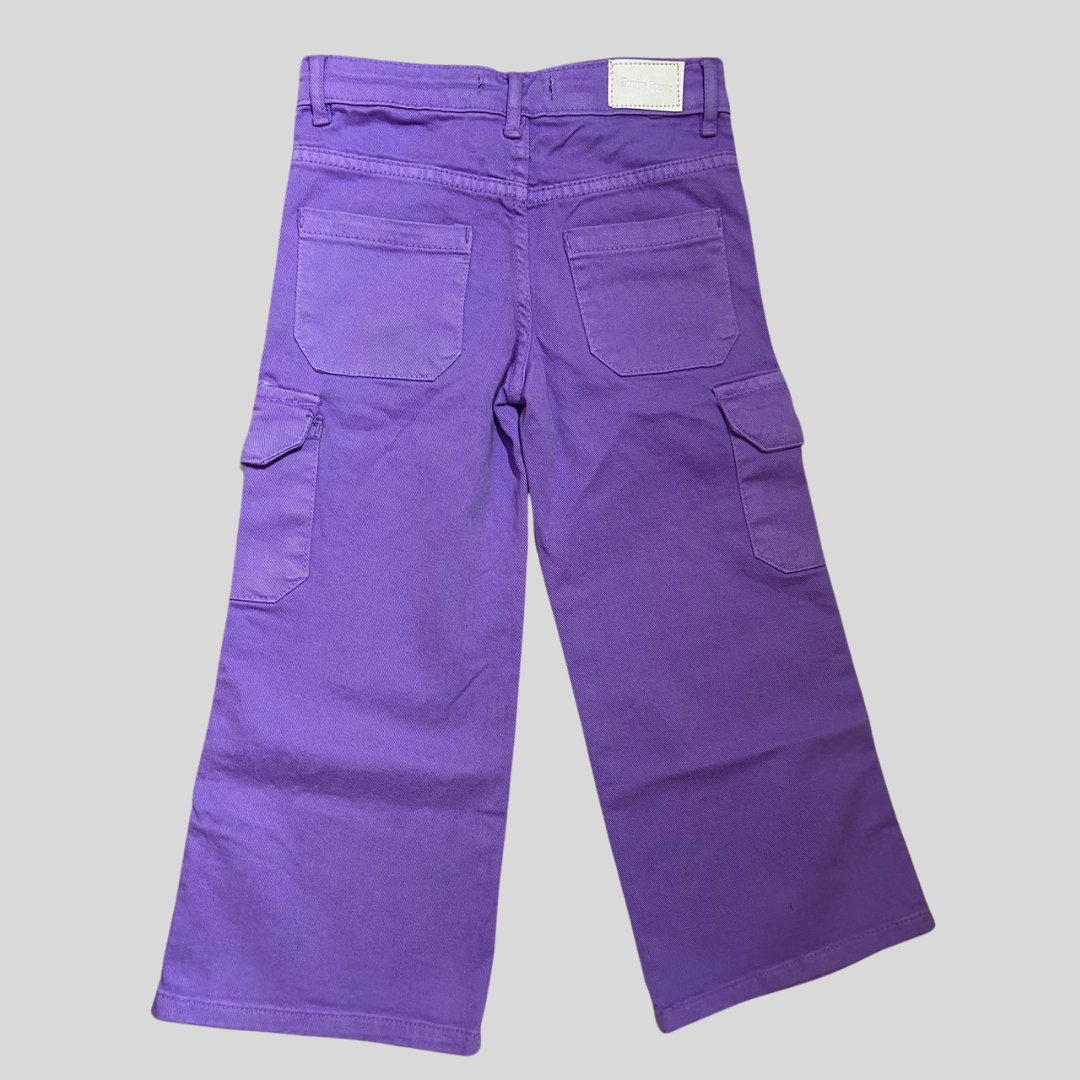 Six Pocket Wide Leg Jeans-Purple