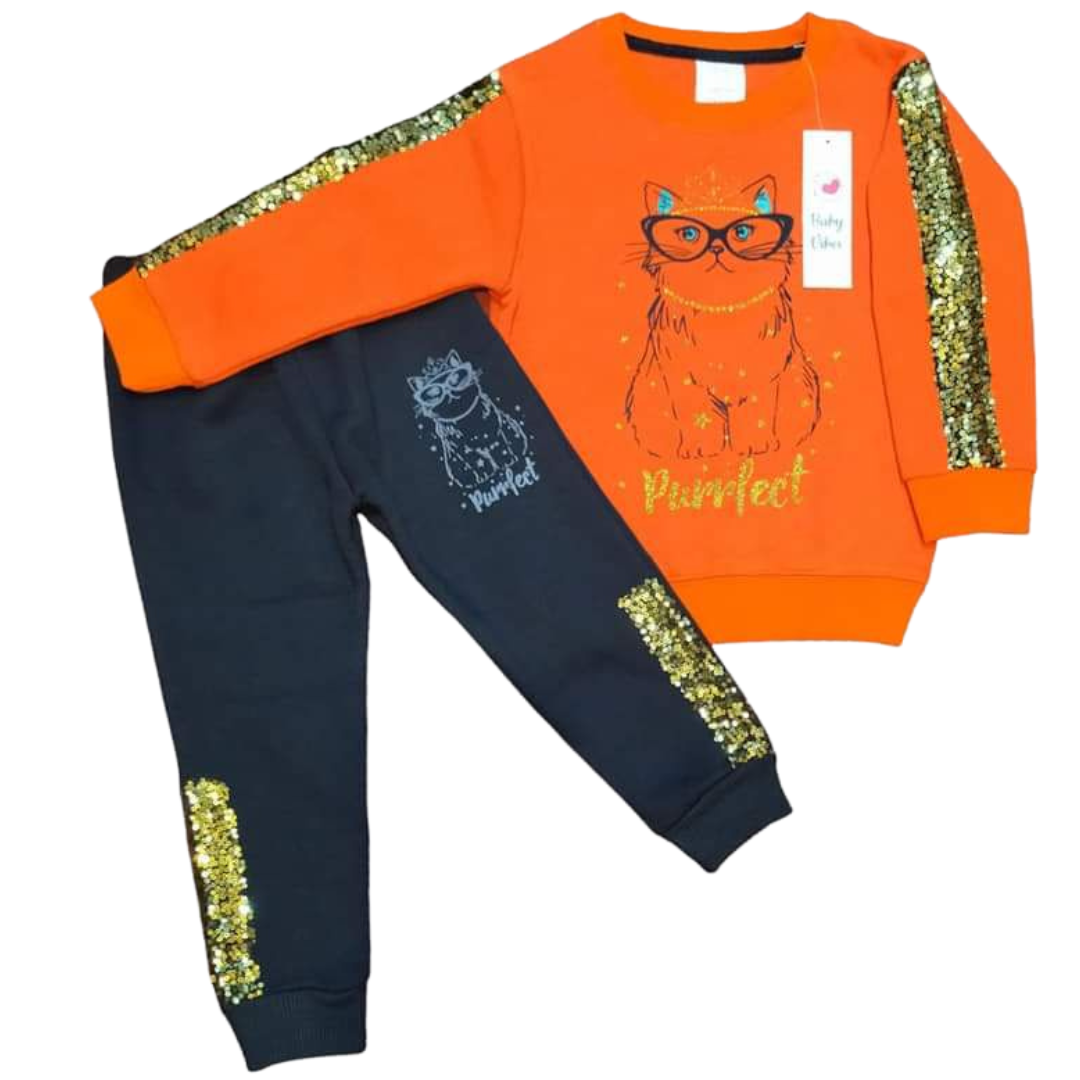 Orange Cat Sequence Tracksuit