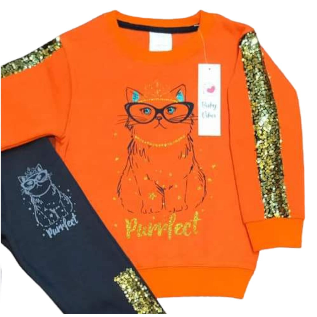 Orange Cat Sequence Tracksuit