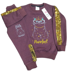 Cat Sequin Kids' Tracksuit