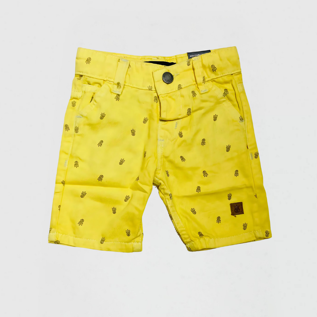 Printed-Cotton shorts-Yellow