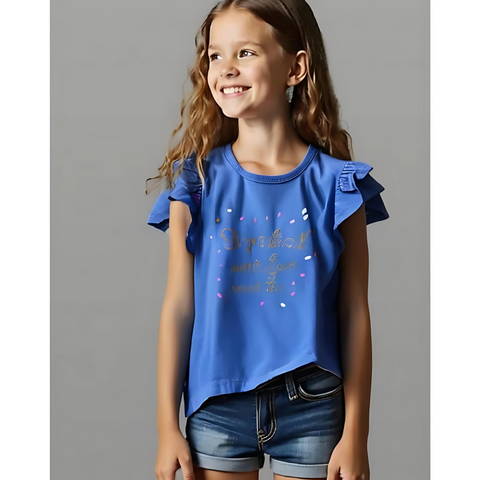 Glitter-Print Girls Short Sleeves tshirts