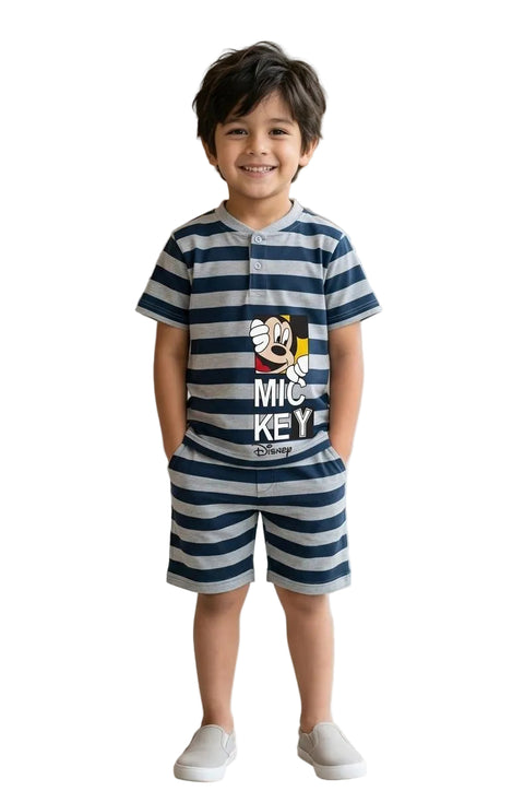 Boys' Mickey Mouse Striped Polo Tee and Shorts Set