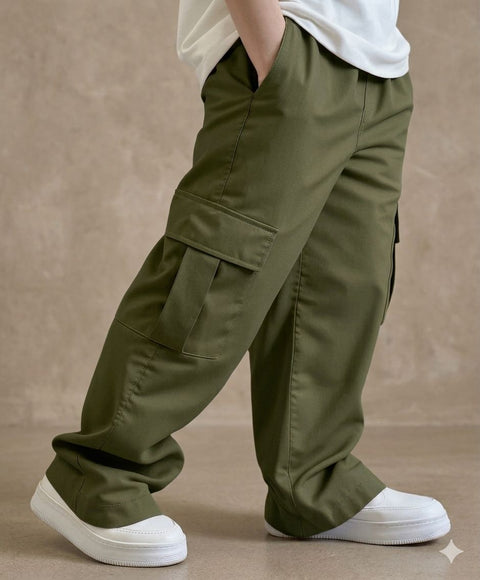 Korean Style Baggy Cargo Trousers