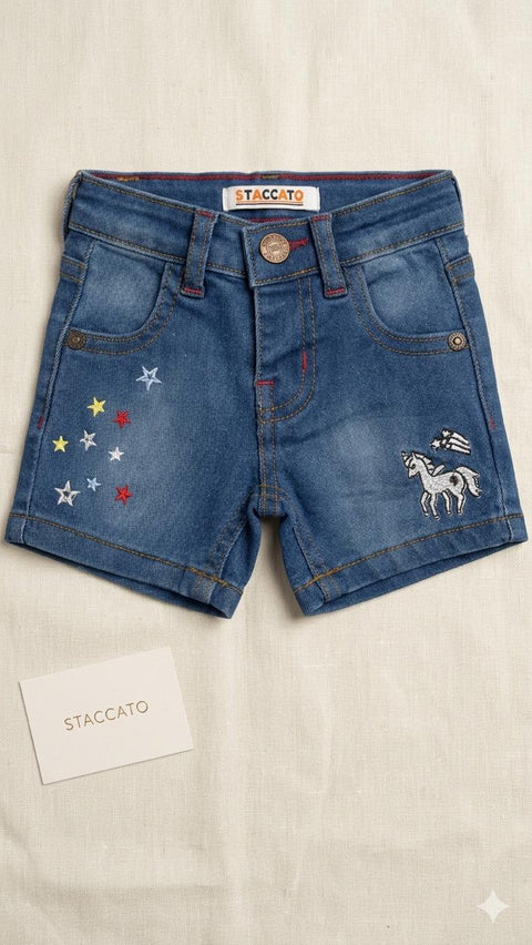 Glimmer &amp; Grins Star Gazer Toddler Denim Shorts