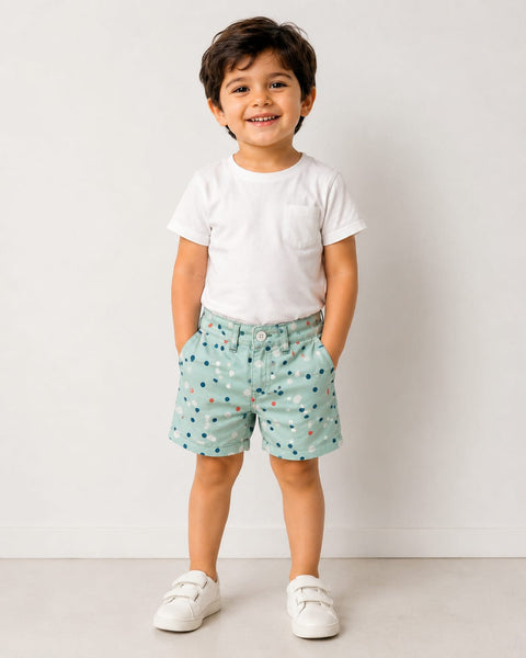 Kids Mint Polka Dot Shorts