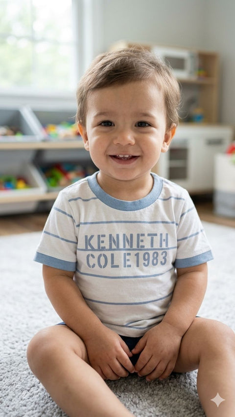 Toddler Kenneth Cole 1983 Striped Ringer Tee
