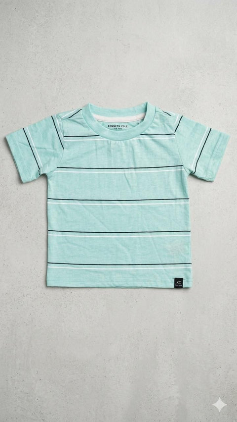 * Kenneth Cole Kids Pinstripe Crewneck Tee – Mint Heather