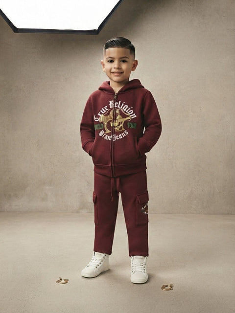 Premium Boys True Religion 2-Piece Tracksuit Set (Hoodie & Trousers)