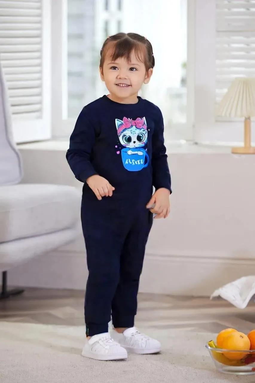 Navy Blue Cat Tracksuit for Kids