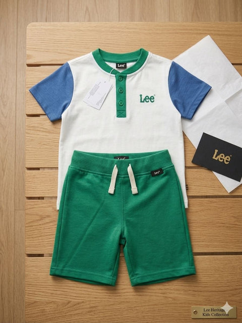 Kids Premium Summer Shorts Set – Henley Soft Sage Active Suit