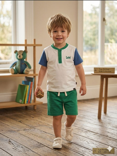 Kids Premium Summer Shorts Set – Henley Soft Sage Active Suit