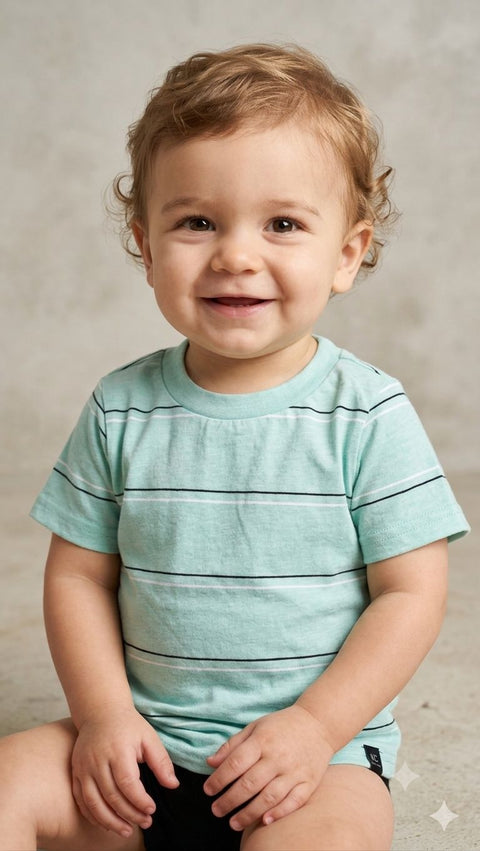 * Kenneth Cole Kids Pinstripe Crewneck Tee – Mint Heather