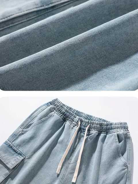 Korean-Denim Cargo-Shorts