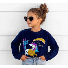 Glitter Unicorn With Sequence Work Sweat Shirt