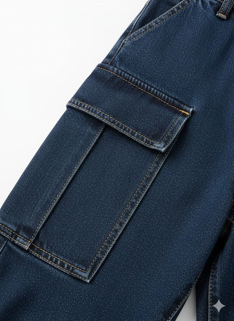 Urban Loose-Fit Denim Cargo Pants