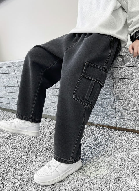 Urban Loose-Fit Denim Cargo Pants
