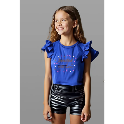 Glitter-Print Girls Short Sleeves tshirts