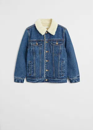 MANGO Faux Shearling-Lined Denim Jacket