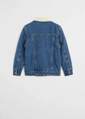 MANGO Faux Shearling-Lined Denim Jacket