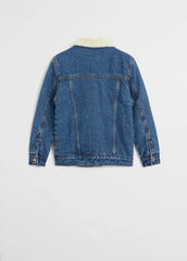 MANGO Faux Shearling-Lined Denim Jacket