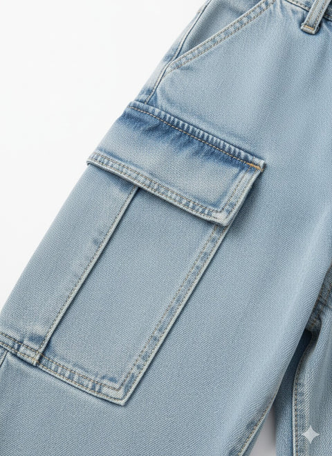 Urban Loose-Fit Denim Cargo Pants
