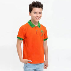 Green Tree Tipping Collar Polo Shirt – Orange