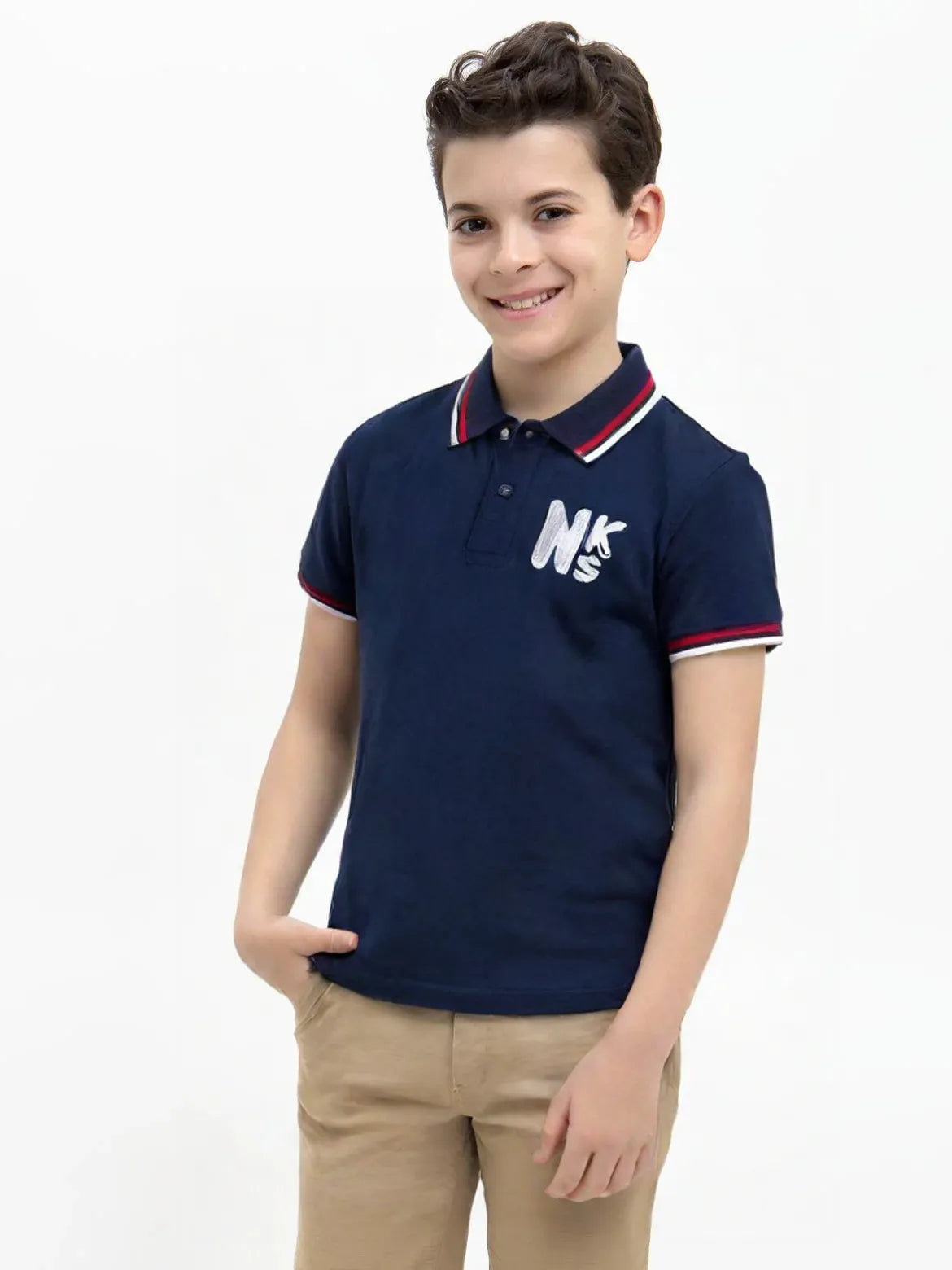 NKs Red Tipping Polo Shirt – Navy