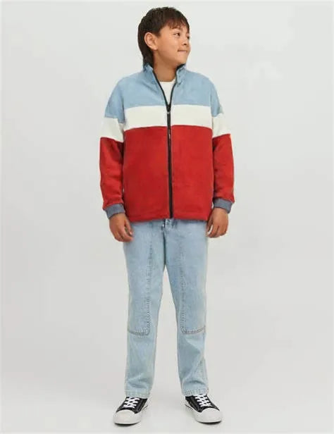 Sky Blue & Red Zipper Girls and boys Jacket